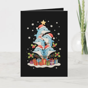 Carte Dauphins Sapin de Noël Père Noël Lumières Noël Fêt