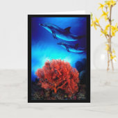 Carte Dauphins sur coraux (Fleur jaune)