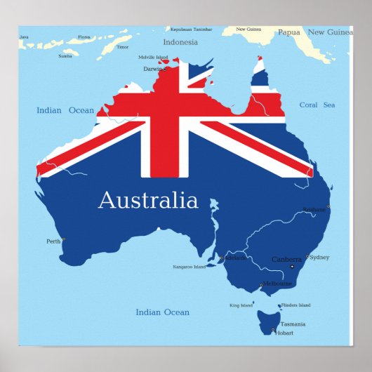 Carte d'Australie Poster (Devant)