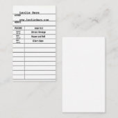 carte d'auteur de bibliothèque (Devant / Derrière)