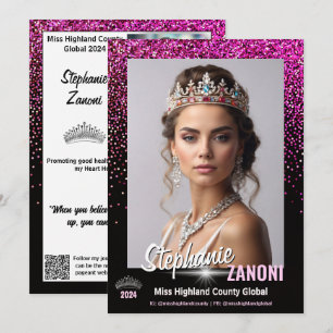 Carte d'autographe de concours de beauté à code QR