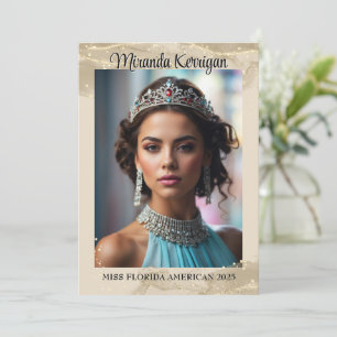 Carte d'autographe de concours de beauté avec desi