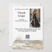 Carte d'autographe de concours de beauté avec desi (Dos)