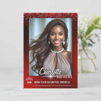 Carte d'autographe de concours de beauté de style