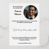 Carte d'autographe de concours de beauté en feuill (Verso)