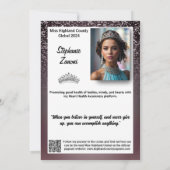 Carte d'autographe de concours de beauté Midnight (Dos)