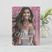 Carte d'autographe de concours Rose Gold Sparkle P (Debout devant)