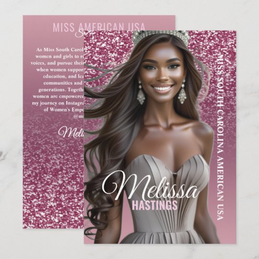 Carte d'autographe de concours Rose Gold Sparkle P (Devant / Derrière)