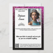 Carte d'autographe de concours Royal Pink Glitter (Dos)