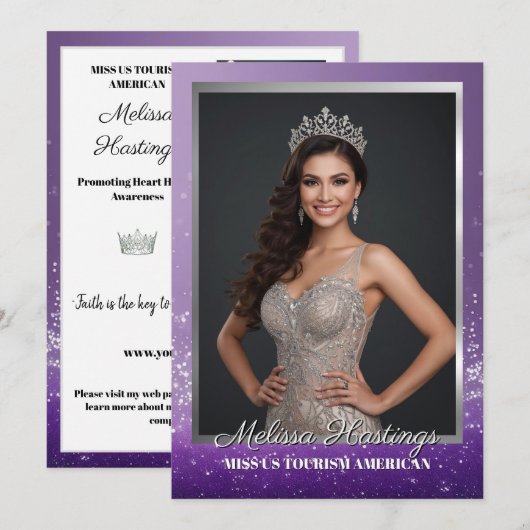 Carte d'autographe de Miss Concours Style Paillett (Devant / Derrière)