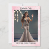 Carte d'autographe Mme Pageant en marbre rose Code (Devant)