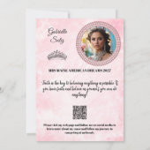 Carte d'autographe Mme Pageant en marbre rose Code (Dos)