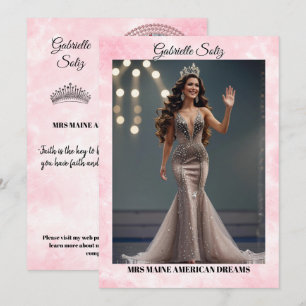 Carte d'autographe Mme Pageant en marbre rose Code