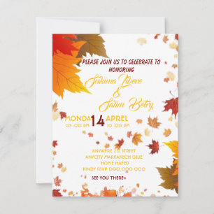 Carte d'automne, ,Carte d'anniversaire d'automne,