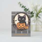 Carte d'automne de chat mignon Halloween (Debout devant)