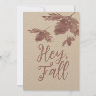 Carte d'automne feuille aquarelle marron
