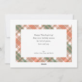 Carte d'automne Plaid Thanksgiving Photo Flat Holi (Dos)
