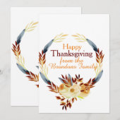 Carte d'automne Thanksgiving personnalisée (Devant / Derrière)