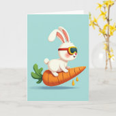 Carte d'aventure de lapin avec grosse carotte (Fleur jaune)