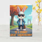 Carte d'aventure de lapin cool en road trip (Fleur jaune)