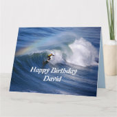 Carte David Happy Surfer D'Anniversaire Avec Arc En Ciel (Devant)
