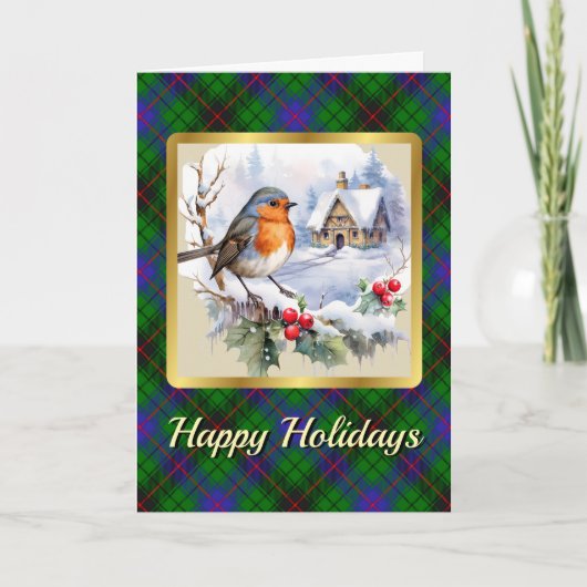 Carte Davidson Tartan w/Robin Personalized Xmas (Devant)