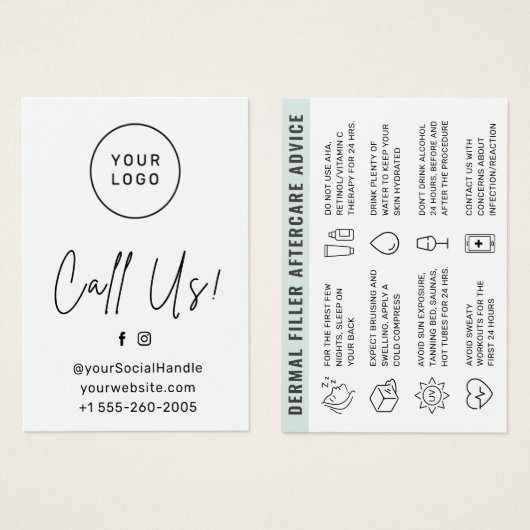 Carte d'avis de suivi de remplissage dermique du l (Devant & derrière)