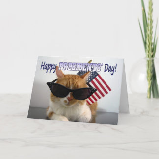 Carte Day des Présidents heureux Cool Cat avec le