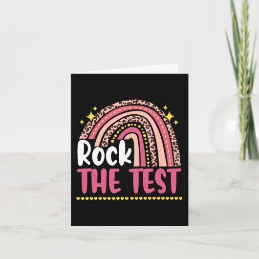 Carte Day Rock The Test Teacher Test Day Rainbow Leop (Devant)