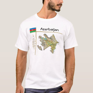 Carte d'Azerbaïdjan + Drapeau + Titre T-shirt