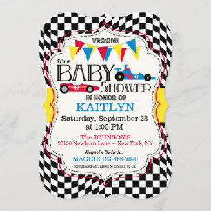 Carte d'Baby shower de voiture de course