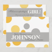 Carte d'Baby shower pour les grands points gris ja (Devant / Derrière)