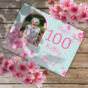 Carte de 100e anniversaire avec une seule photo fl