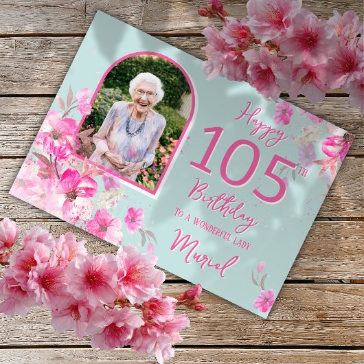 Carte de 105e anniversaire avec photo simple de fl