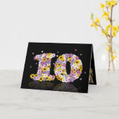 Carte de 10e anniversaire avec lettres fleuries (Fleur jaune)