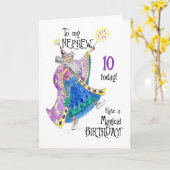 Carte de 10e anniversaire de magicien pour un Neph (Fleur jaune)