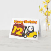 Carte de 12e anniversaire avec chariot élévateur à (Fleur jaune)