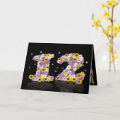 Carte de 12ème anniversaire avec lettres fleuries (Fleur jaune)