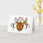 Carte de 13e anniversaire avec un blason (Fleur jaune)