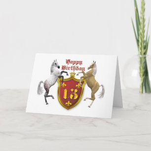 Carte de 13e anniversaire avec un blason