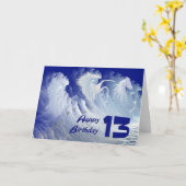 Carte de 13ème anniversaire avec des chevaux sauva (Fleur jaune)