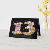 Carte de 13ème anniversaire avec lettres fleuries (Fleur jaune)