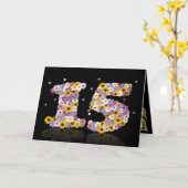 Carte de 15e anniversaire avec lettres fleuries (Fleur jaune)