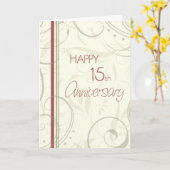 Carte de 15e anniversaire de mariage Beige Swirls  (Fleur jaune)