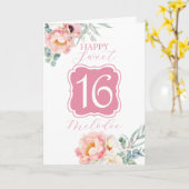 Carte de 16 ans sucrée avec Eucalyptus Peonies (Fleur jaune)