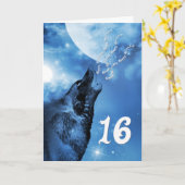 Carte de 16e anniversaire de loup fantôme (Fleur jaune)