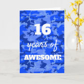 Carte de 16e anniversaire du Camouflage bleu (Fleur jaune)