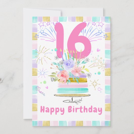 Carte de 16e anniversaire modifiable (Devant)