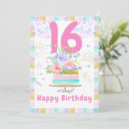 Carte de 16e anniversaire modifiable (Debout devant)