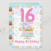 Carte de 16e anniversaire modifiable (Devant / Derrière)
